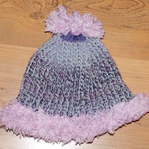 Handmade knitted beanie with tassel purple ombre lavender NEW
